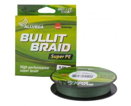 Плетёный шнур ALLVEGA Bullit Braid 0,08мм 135м тёмно-зелёный