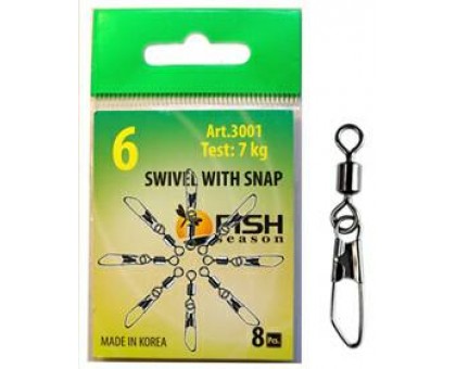 Вертлюжки с застёжкой Fish Season №8 Rolling Swiwel With Safety Snap