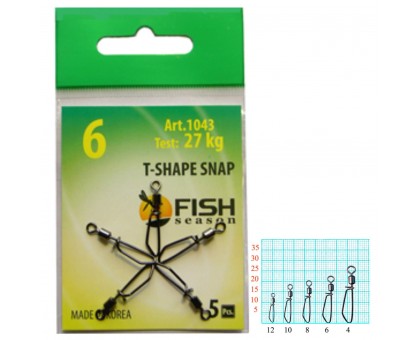Вертлюжки с застёжкой Fish Season №6 T-Shape Snap